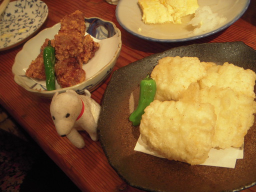 鯨の竜田揚げと鱧の天ぷら
