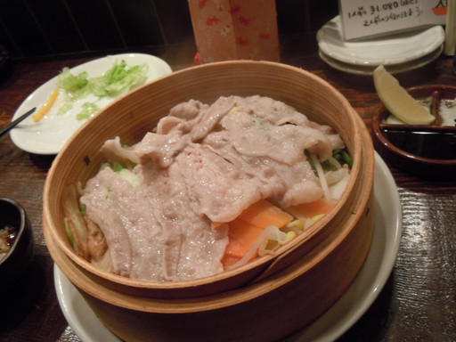 もち豚と野菜蒸し