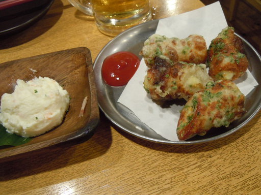ちくわチーズ磯辺揚げとポテトサラダ