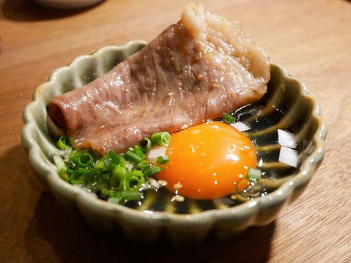 イチボの一枚焼き すき焼き風 日本一卵を絡めて