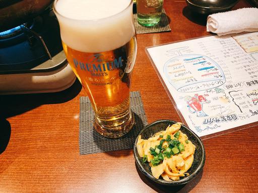 生ビールとメンマ