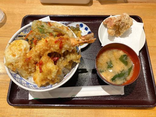 八段天丼からしびダレ+かしわ天