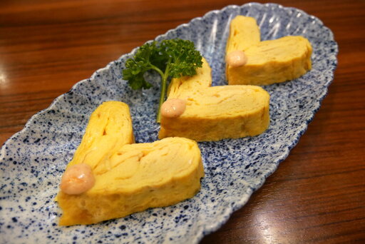 出し巻きたまご明太ソースかけ