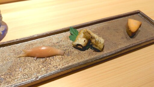 あん肝の生姜煮、わかさぎ、茗荷