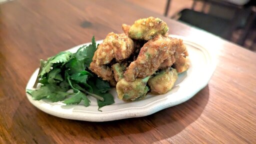 ささみパクチーのネギ山椒