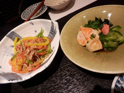 ピーマン炒めとあん肝