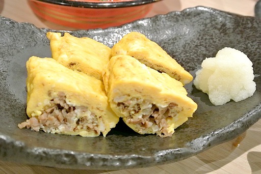 牛しぐれ煮入りオムレツ