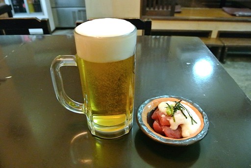 ビールと山かけ