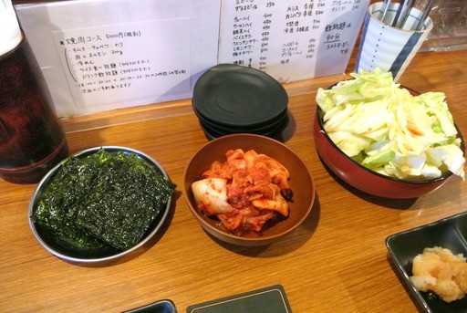 韓国海苔、キャベツ、キムチ