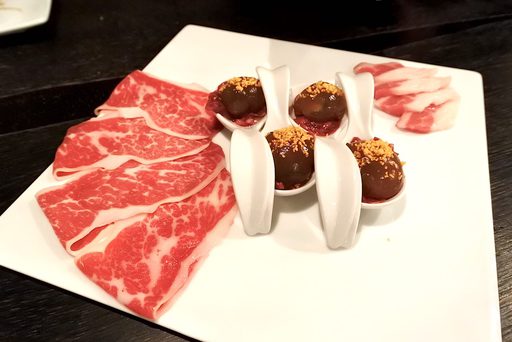 オビのルイベ、ハラミのすき焼きとすき焼きの水まんじゅう、フタエゴ